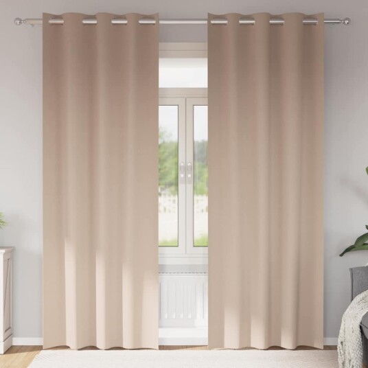  Gardiner med gardiner 2 pcs Gråbrun Polyester