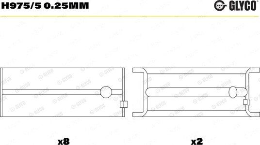 Veivaksellager GLYCO H975/5 0.25mm Veivaksellager GLYCO H975/5 0.25mm