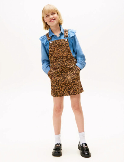 Tommy Hilfiger Dungaree Dress Denim Leopard Aop Multi/patterned 44