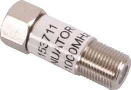 Triax Koaksialdemper F-Type Han/Hun 6dB 5-1000MHz Metallisk
