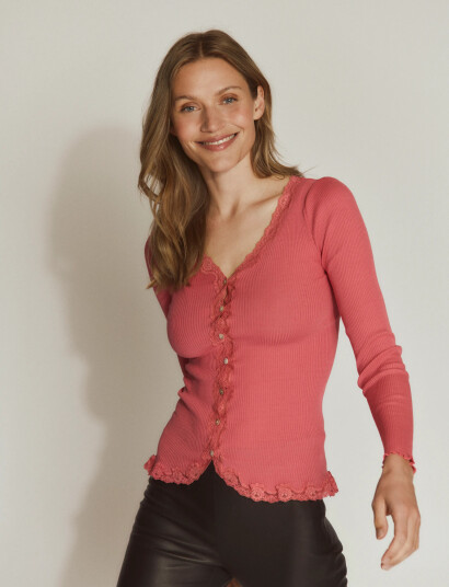 Rosemunde Rwbabette Ls V Neck Regular Lace Ca Pink S