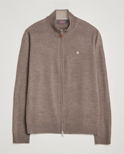 Morris Merino Zip Cardigan Brown Morris Merino Zip Cardigan Brown