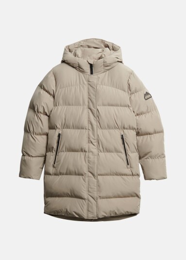 Superdry HOODED SPORTS PUFFER MID JKT Winter Twig Beige XS Vårjakker Superdry HOODED SPORTS PUFFER MID JKT Winter Twig Beige XS Vårjakker