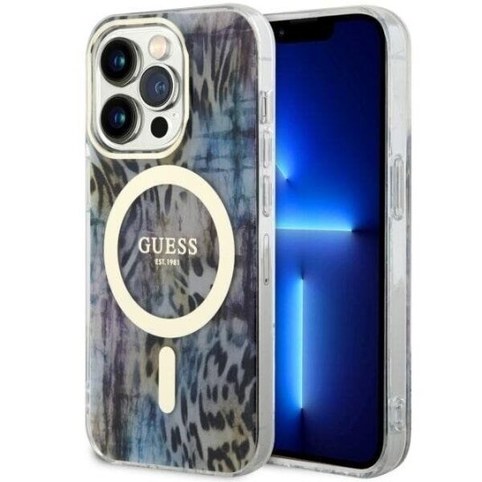 Guess Mobildeksel i Blå Leopard for iPhone 14 Pro Max 6,7" med MagSafe Guess Mobildeksel i Blå Leopard for iPhone 14 Pro Max 6,7" med MagSafe