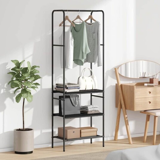  Klesstativ med hyller Svart eik 60 x 30 x 171 cm Konstruert tre