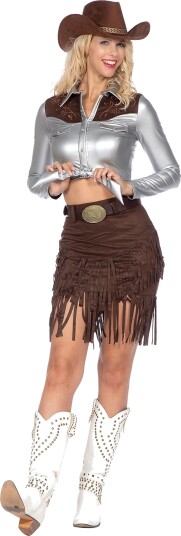Wilbers & Wilbers Cowgirl med skjørt sølv brun Deluxe Kostyme 36 004021-V-036