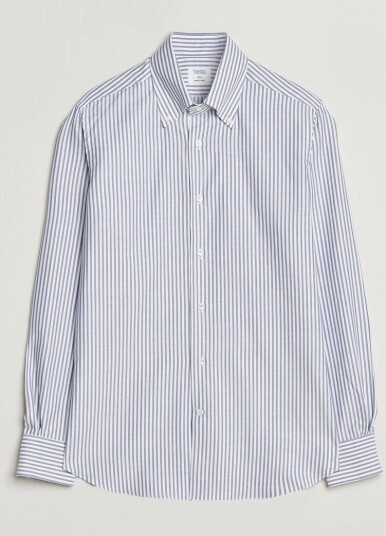 Mazzarelli Soft Oxford Button Down Shirt Blue Stripe Mazzarelli Soft Oxford Button Down Shirt Blue Stripe