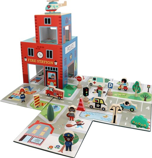 Vilac Fold-Out Playset Rescue Services MULTI One Size Vilac Fold-Out Playset Rescue Services MULTI One Size