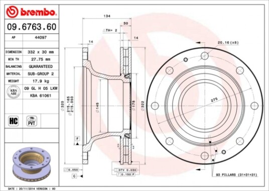 Bremseskive BREMBO 09.6763.60