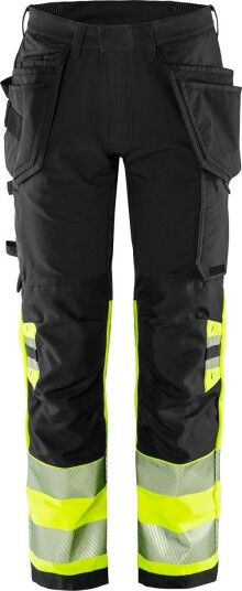 Fristads Høy synlighet Green håndverker stretchbukse klasse 1 2643 GSTP Hi Vis Gul / Svart C58