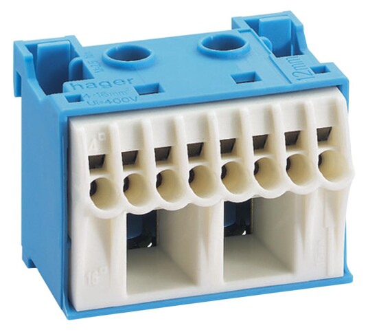 Hager KN06N Nullklemme 63 A 230V 1 x 16 mm² + 5 x 4 mm² Elfordeling & strømforsyning