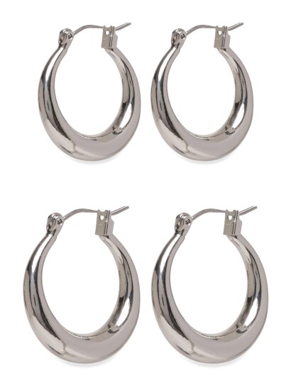 Weekday 2 Pack Polished Hoop Earrings Silver ONE SIZE Weekday 2 Pack Polished Hoop Earrings Silver ONE SIZE