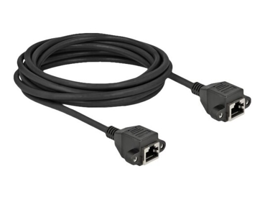 Delock Nettverkskabel Rj-45 Hunn Skrubar Til Rj-45 Hunn Skrubar 5 M S/Ftp Cat 6A Halogenfri Svart