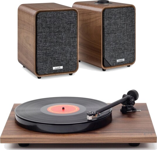 Ruark MR1 Mk3 /  Rega Planar 1, Walnut Aktive høyttalere og platespiller