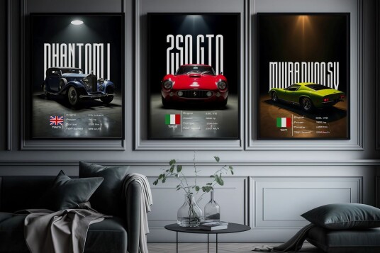 Plakat Klassisk bilesamling / Sett med 3 Plakat Klassisk bilesamling / Sett med 3