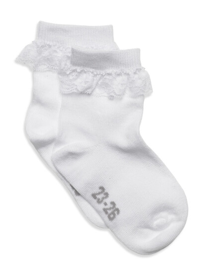 Minymo Ankle Sock W. Lace White 31/34 Minymo Ankle Sock W. Lace White 31/34