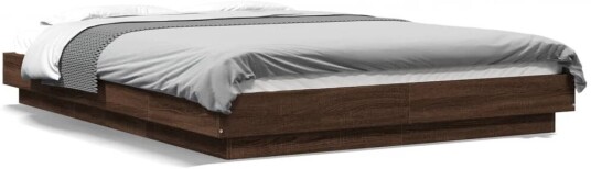Sengeramme med LED-lys brun eik 120x200 cm konstruert tre 8721102617492
