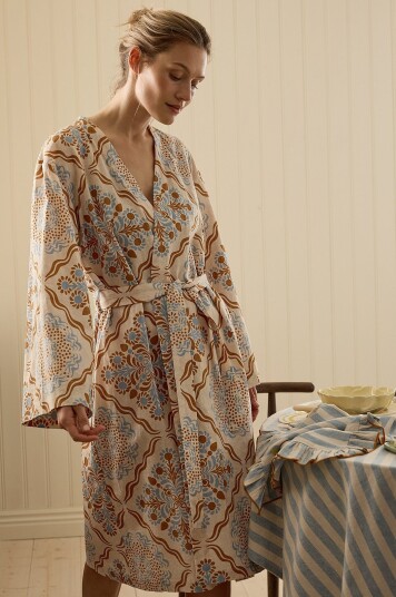 Ellos Home Kimono Elly Tile Kimono i resirkulert halvlinne Flerfarget