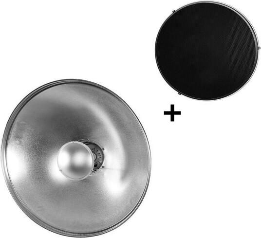 Beauty Dish Sølv - Med raster - Til alle merker - 42 cm
