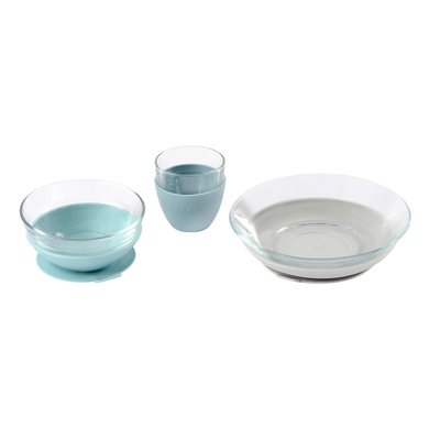 BEABA Gavesett glassfat blå fra 6. måned BEABA Gavesett glassfat blå fra 6. måned