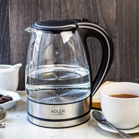 Adler 1,7 L Vannkoker 2000 W med Vannivåindikator, Rustfritt Stål og Plast, Trådløs Adler 1,7 L Vannkoker 2000 W med Vannivåindikator, Rustfritt Stål og Plast, Trådløs