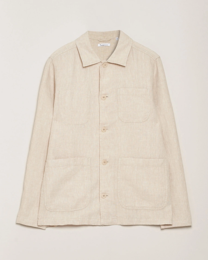 KnowledgeCotton Apparel Linen Overshirt Light Feather Grey KnowledgeCotton Apparel Linen Overshirt Light Feather Grey