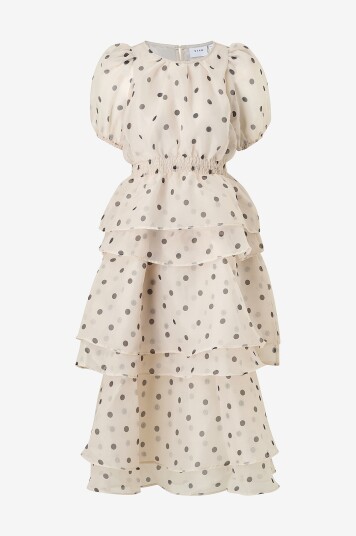 Vila Kjole viVane S/S O neck Midi Dress Beige Vila Kjole viVane S/S O neck Midi Dress Beige