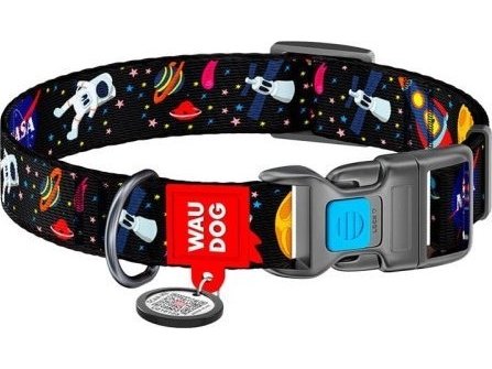 Nylonkrage Med Qr-Kode For Waudog "Nasa", Størrelse Xl Nylonkrage Med Qr-Kode For Waudog "Nasa", Størrelse Xl