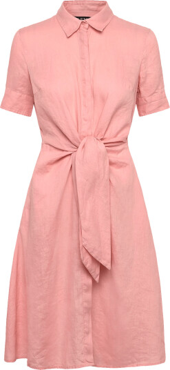 Lauren Ralph Lauren Tie Front Linen Shirtdress Pink 44