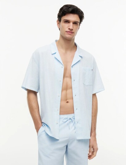 Tommy Hilfiger Woven Bowling Shirt Blue M