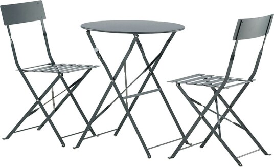 Venture Design Marseille kafésett Mørkgrå 2 stoler & bord 60 cm Grå