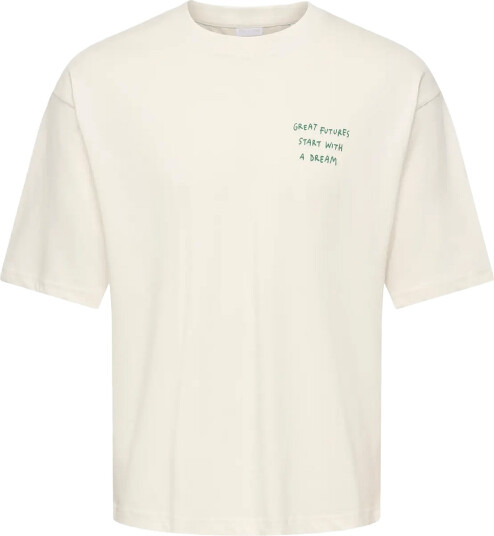 ONLY & SONS Onsaxel Scribble Boxy Fit Ss Tee Cream L