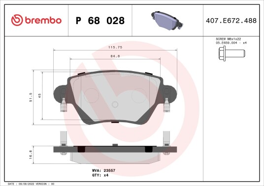 Bremseklosser BREMBO P 68 028