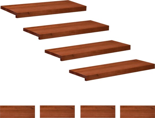 vidaXL Trappetrinn 8 stk. 80 x 25 x 2 cm Brun Massiv bøketre