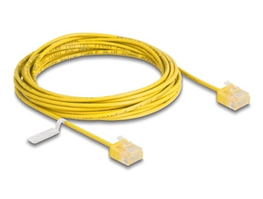 Delock Rj45 Nettverkskabel Cat.6 Utp Ultra Slim 5 M Gul Med Korte Plugger