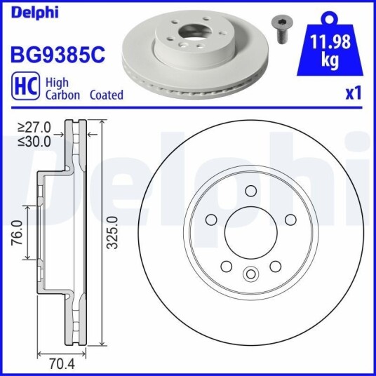 DELPHI BG9385C Bremseskive
