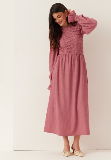 Bubbleroom Structure Long Sleeve Midi Dress