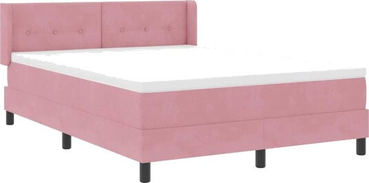 Boksemseng med Madrass Rosa 140x190 cm Fløyel