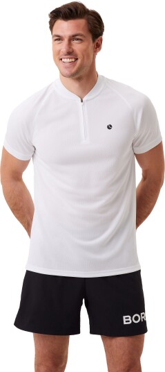Bjørn Borg Ace Performance Zip Polo Herre Brilliant White S
