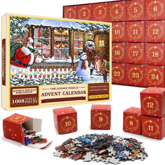 2025 Adventskalender Puslespill Adventskalender 1008 puslespillbrikker 24 dager Jule nedtelling Adventskalendere puslespill