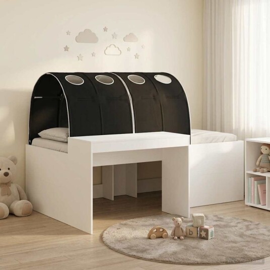  Seng med Tunnel 4 pcs Artisian Eik og Svart Konstruert tre