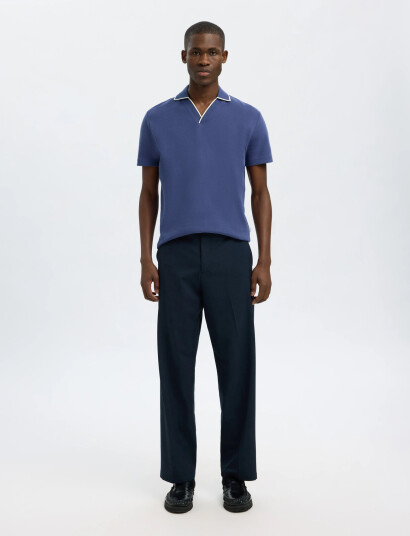 Selected Slhsangev Split Neck Ss Polo - Blue - S