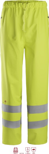 Snickers Workwear 8267 ProtecWork Regnbukse varsel gul S Klær Snickers Workwear 8267 ProtecWork Regnbukse varsel gul S Klær