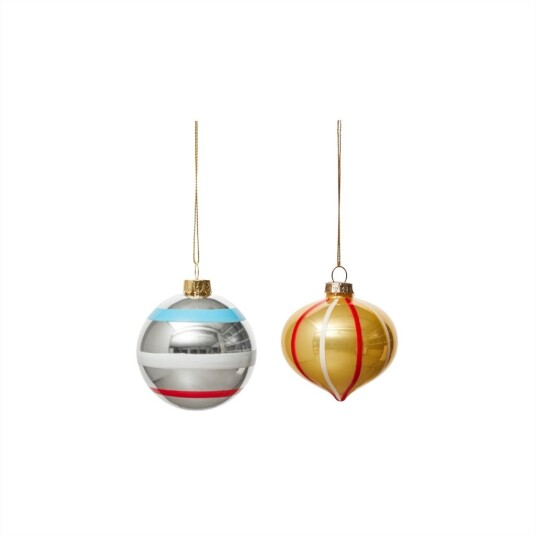 Oyoy Living Vintage Christmas Glass Ball Pack of 2 No