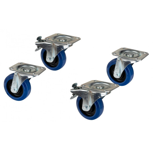 Jb Systems Hjul Til Hjulplate 4 Stk. 100mm Hjul, Hvor Av 2 Stk M/brems