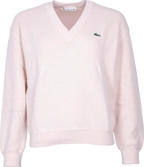 Lacoste V Neck Cotton Sweater   Pink   34
