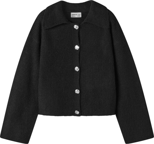 Name It Nkfotilis Loose Knit Cardigan til Barn svart 116