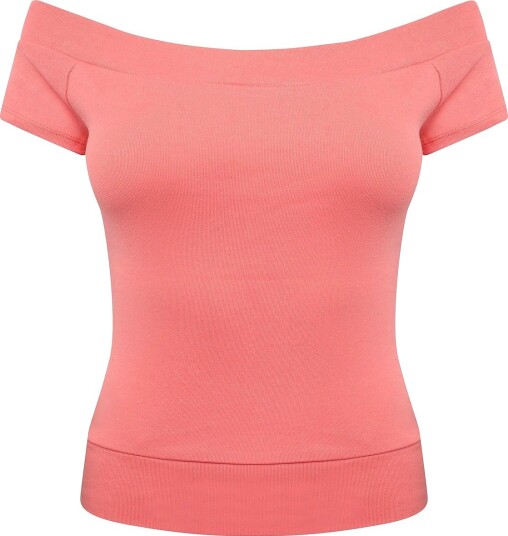 Gina Tricot Wide Neck Top CORAL S