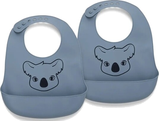 Nuuroo Alfie Silicone Short Bib 2-Pack With Print Blue