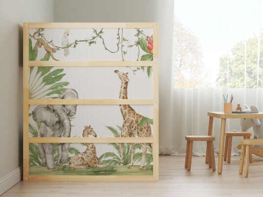 Selvklebende klistremerker for Ikea KURA seng / Klistremerke Jungeldyr